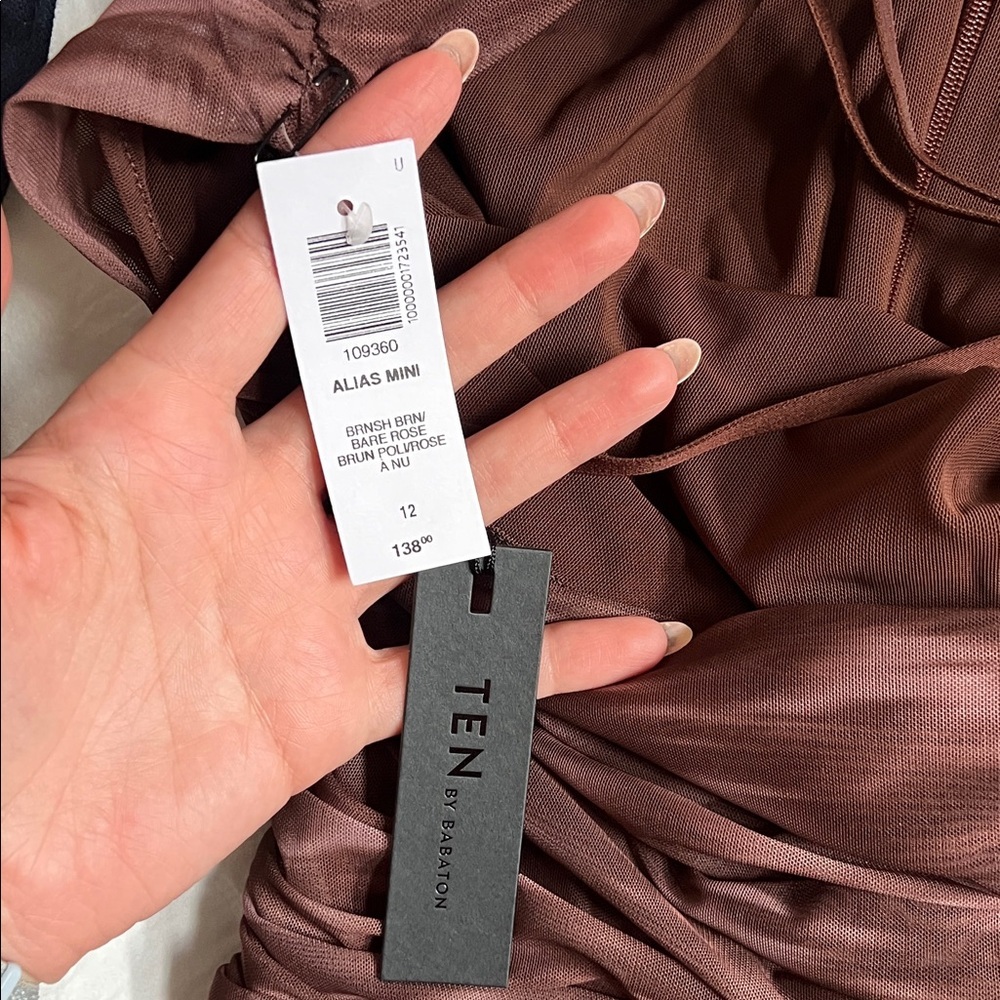 Babaton Aritzia Alias Mini Elegant Brown Ruched Dress - Picture 5 of 5